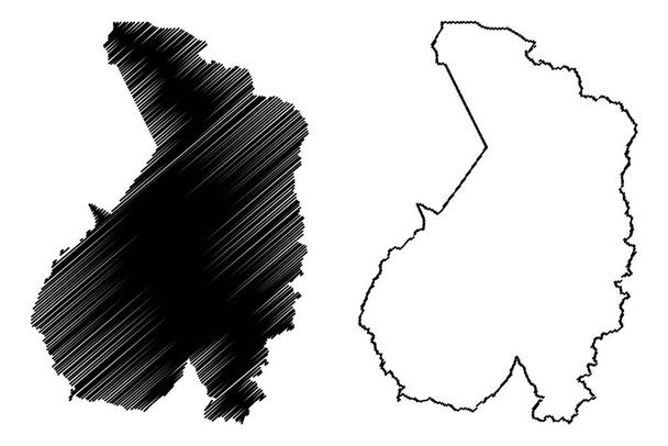 Província de Haut-Ogooue (Subdivisões do Gabão, República Gabonesa) mapa ilustração vetorial, esboço de rabiscos Haut Ogooue mapa
 - Vetor, Imagem
