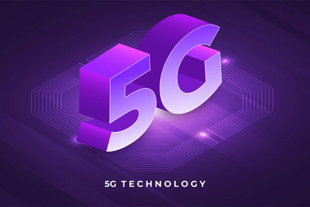 Illustrations concept design network 5G technology. Typography 5G on abstract background. Vector illustrate. - Vector, Image