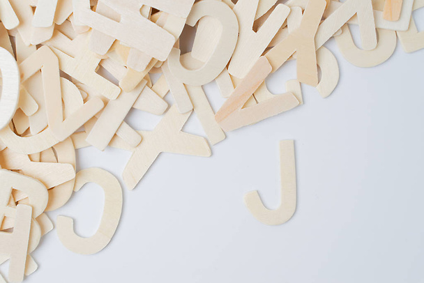 ABC english wood letters on white - Photo, Image
