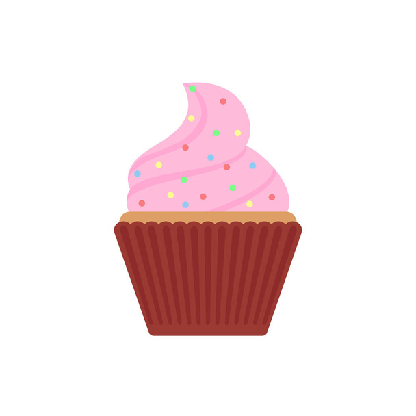 Vector illstration of cupcake icon. Flat design. Isolated. - Vector, imagen