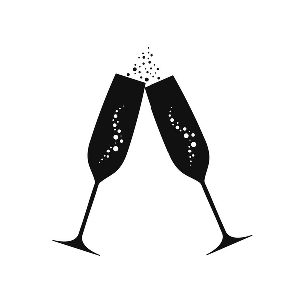 Vector illstration of champagne glasses icon on white background. Isolated. - Vector, Image