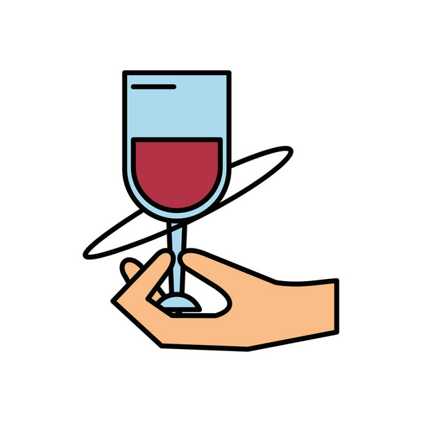 hand human lifiting wine cup drink - Vector, Image