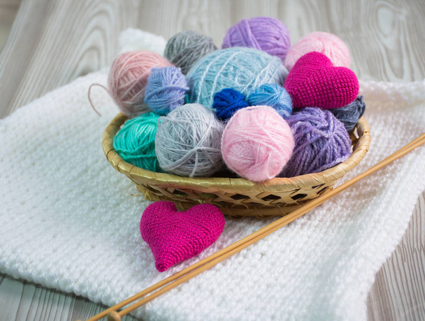 balls of yarn and knitting needles - Photo, Image