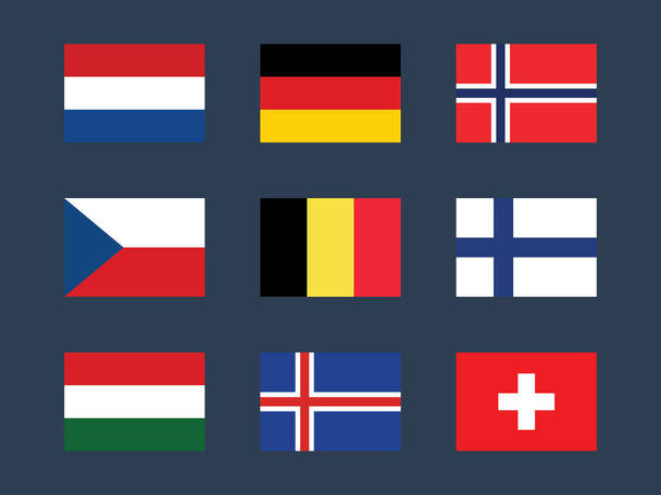 Eurooppa-maat levittävät lippuja
 - Vektori, kuva