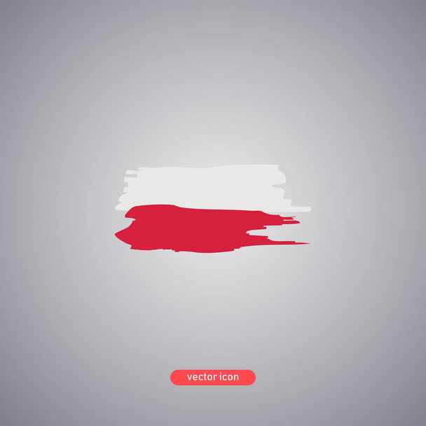 Poland flag painted with two brush strokes isolated on gray background. - Vector, Image