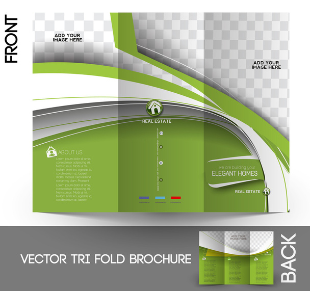 Tri-Fold agente de bienes raíces Mock up & Folleto de diseño
 - Vector, Imagen