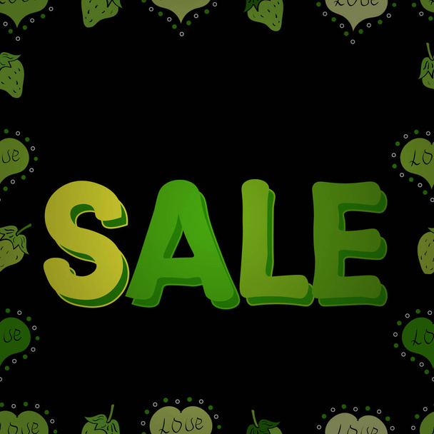 Picture in green, black and yellow colors. Vector illustration. Seamless. Fall sale banner design, special offer for online shopping. Lettering. - Vector, Image