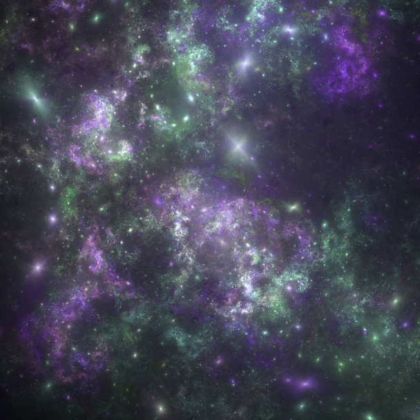 Dark purple fractal nebula, digital artwork for creative graphic design - Photo, Image