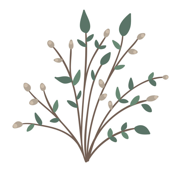 Imagem vetorial de arbusto com botões e folhas. Pequeno isolado de arbusto
 - Vetor, Imagem