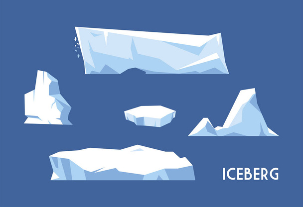 set of iceberg on blue background - Vektör, Görsel