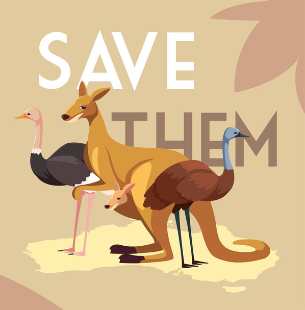 guardarlos etiqueta con animales salvajes de australia
 - Vector, imagen