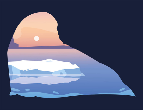 арктичний пейзаж з силуетом моржа
 - Вектор, зображення