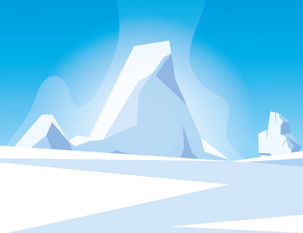 arktische Landschaft mit blauem Himmel und Eisberg, Nordpol - Vektor, Bild