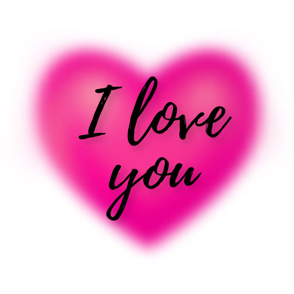 Blur heart with phrase I love you. Vector Valentine's day card. - Vetor, Imagem