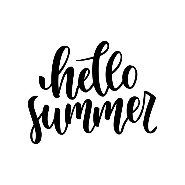 Hello summer hand drawn lettering isolated on white background for your design. Modern brush handletteing. illustration - Photo, Image