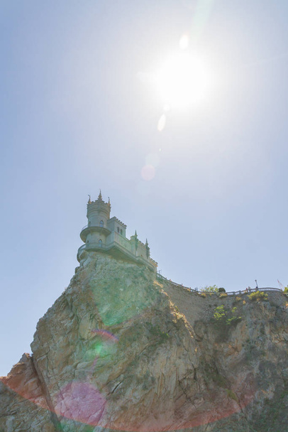 city of Yalta, Crimea 02 July 2019. The famous place of Crimea Castle Swallow's Nest on the rock - Fotó, kép