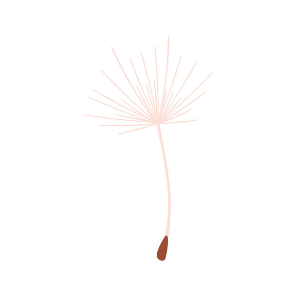 Плоская векторная иллюстрация цветочного элемента семян одуванчика на белом фоне - Вектор,изображение