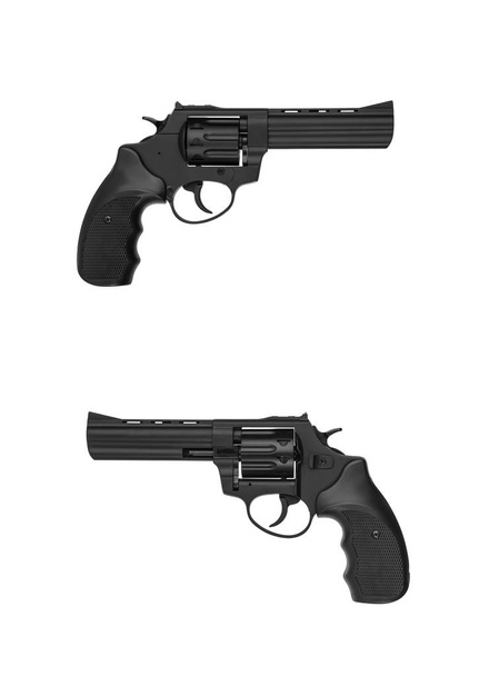 Black gun revolver isolate on white background. Classic pistol d - Foto, imagen
