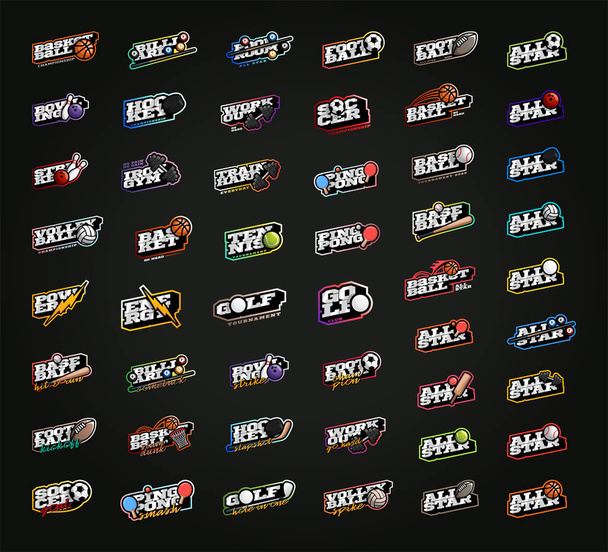 Mega bundle sport logotype set. Modern professional sport Typogr - Vector, Image