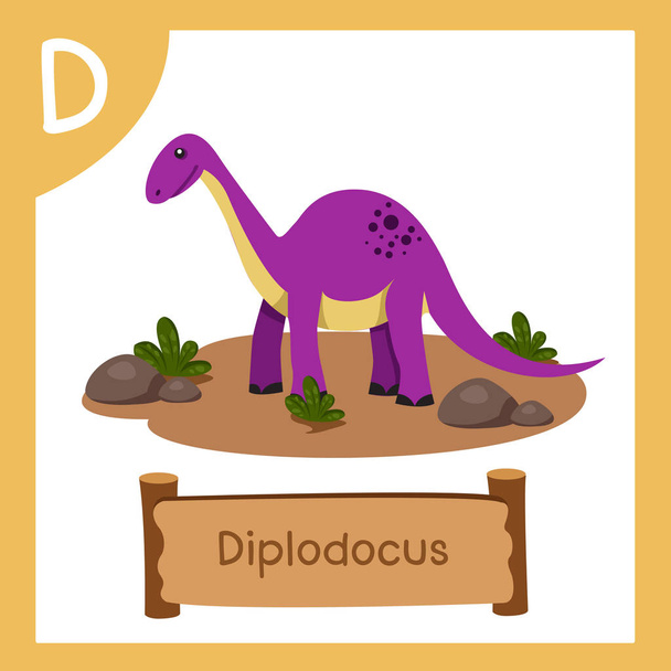 Illustrator von d für Dinosaurier diplodocus - Vektor, Bild