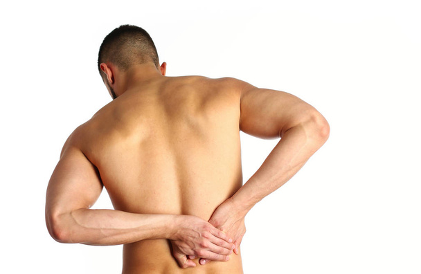 Young man holding his neck in pain. Medical concept - Foto, immagini