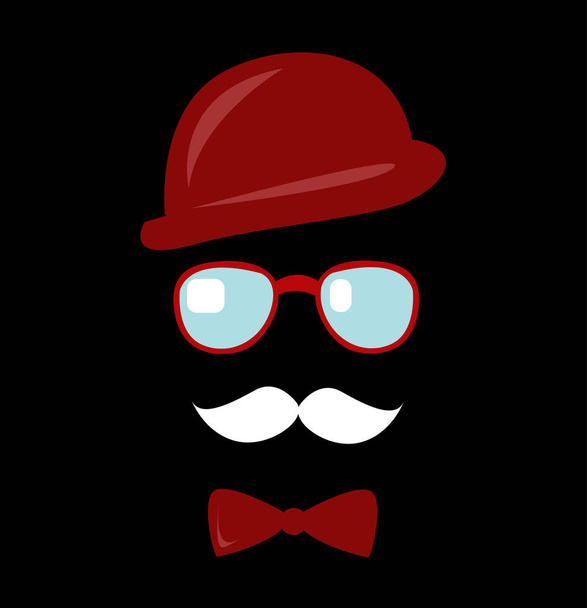 Hat, glasses and mustache. Vector illustration - Vektori, kuva