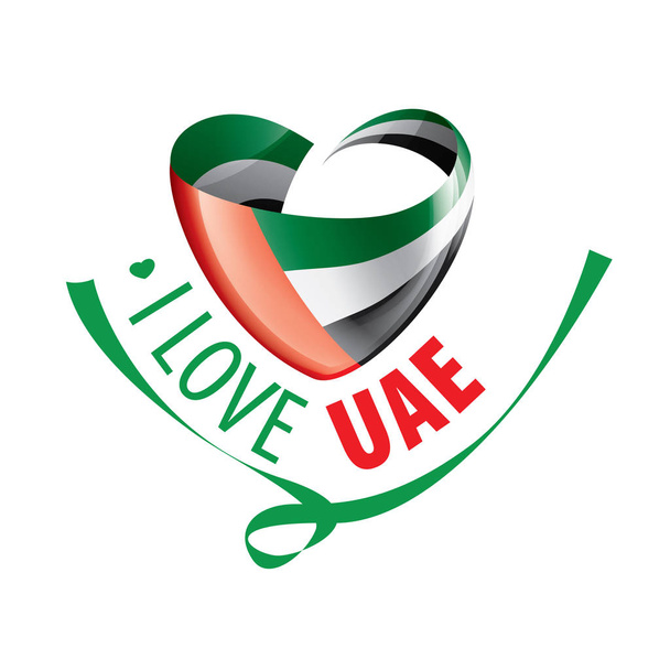 Bandera nacional de los Emiratos Árabes Unidos en forma de corazón y la inscripción Me encanta Emiratos Árabes Unidos. Ilustración vectorial
 - Vector, imagen
