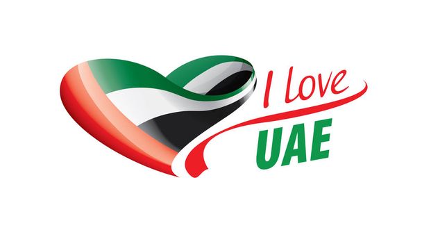 Bandera nacional de los Emiratos Árabes Unidos en forma de corazón y la inscripción Me encanta Emiratos Árabes Unidos. Ilustración vectorial
 - Vector, imagen