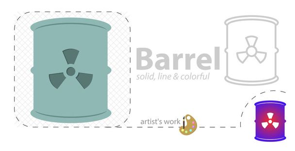 Toxic container vector flat illustration, solid, line icon - Vector, Image