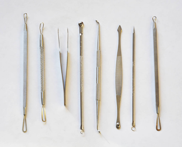 Tools for mechanical cleaning of the face on a white background. Photo Image - Fotoğraf, Görsel