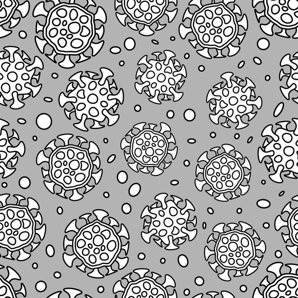 Bacteriën, microben, virus outline vector naadloze patroon afdruk - Vector, afbeelding