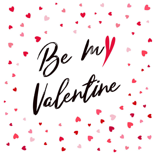 Be my Valentine calligraphic lettering design card template.  Ve - Vektör, Görsel
