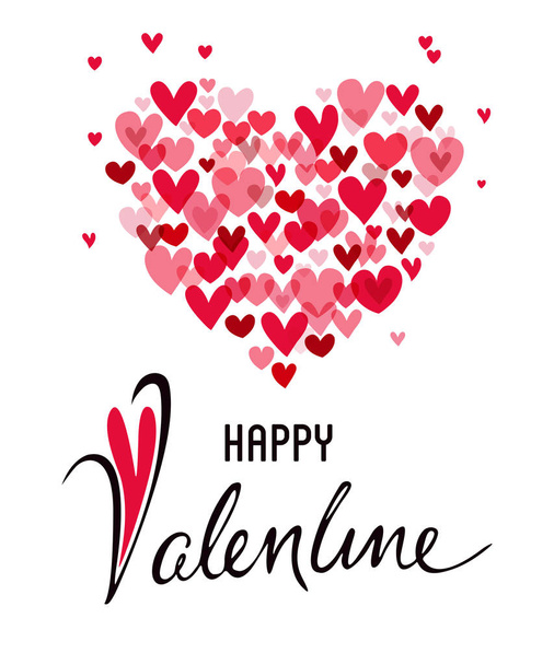 Happy Valentine's Day typography poster with handwritten calligr - Vector, imagen