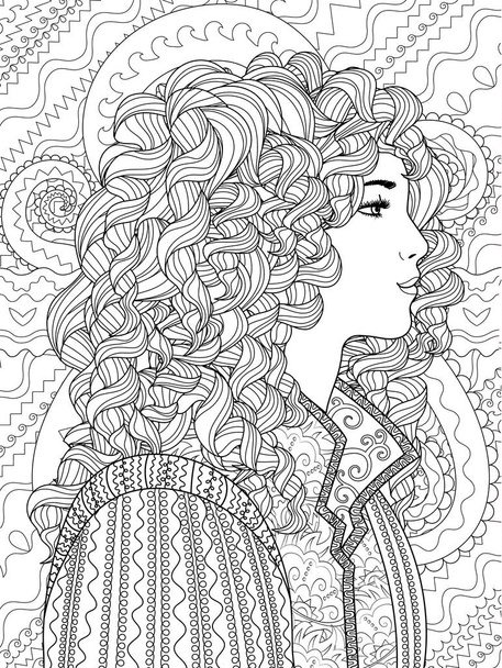 Patterned illustration of a princess. - Vektor, obrázek