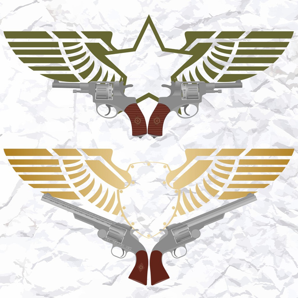 The star icon with wings and revolvers - Vecteur, image