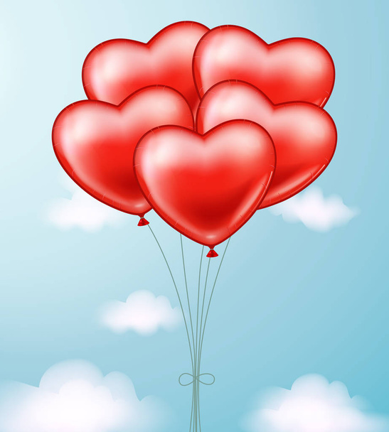 Hearts shapes balloons in the air.  - Vektör, Görsel
