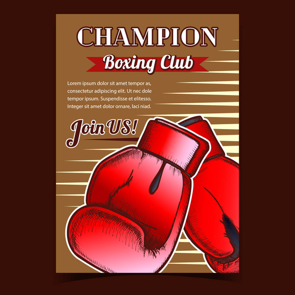 Bajnok Boxing Club Reklám Banner Vector - Vektor, kép