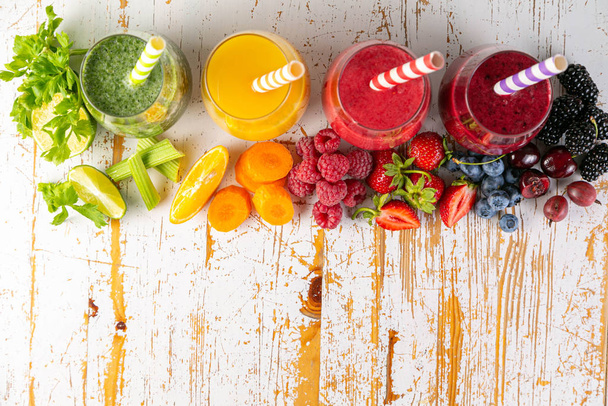 Selection of colorful smoothies in glasses - 写真・画像