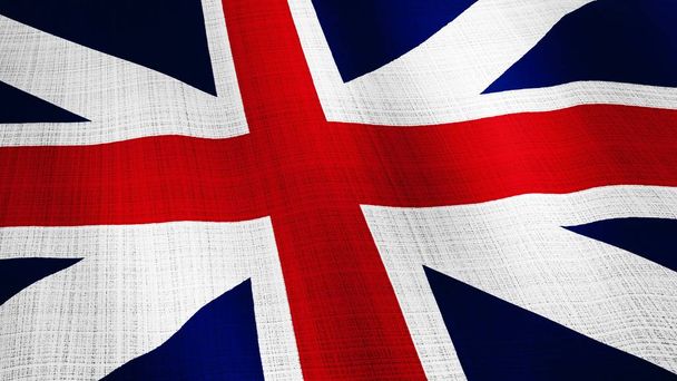 Gros plan du drapeau britannique du Royaume-Uni Le drapeau britannique souffle dans le fond de la texture du vent avec une texture en tissu. Fermer Union Jack flag
. - Photo, image