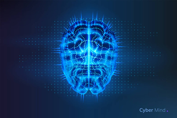Робот или кибер мозг, человеческий разум с цепью
 - Вектор,изображение