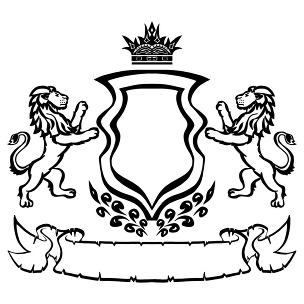 Иллюстрация с гербом с элементом дизайна lions.Tattoo. Геральдика и логотип
. - Вектор,изображение