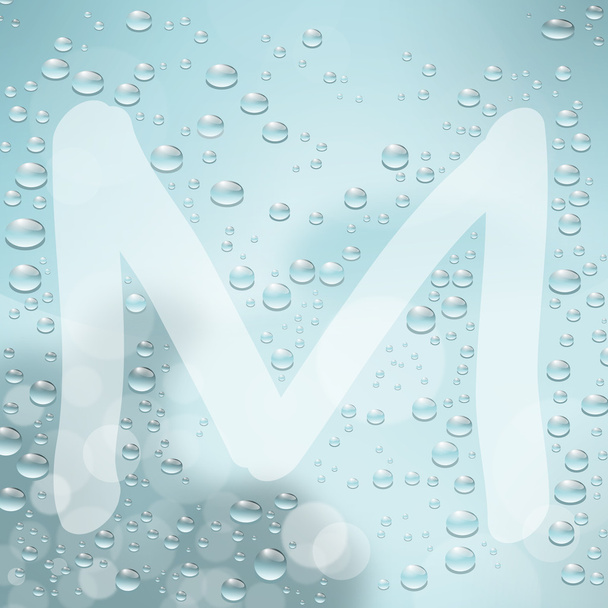 Buchstabe m und Wassertropfen - Vektor, Bild
