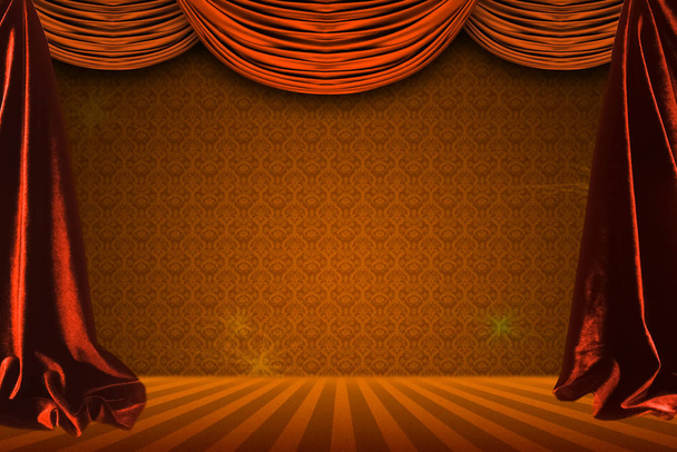 舞台上のカーテンや照明。曲のイラスト - 写真・画像
