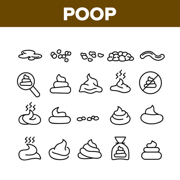 Poop Excrement Pilha Coleção Ícones Set Vector
 - Vetor, Imagem