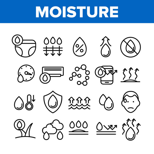 Moisture Water Drop Collection Icons Set Vector - Vector, Image