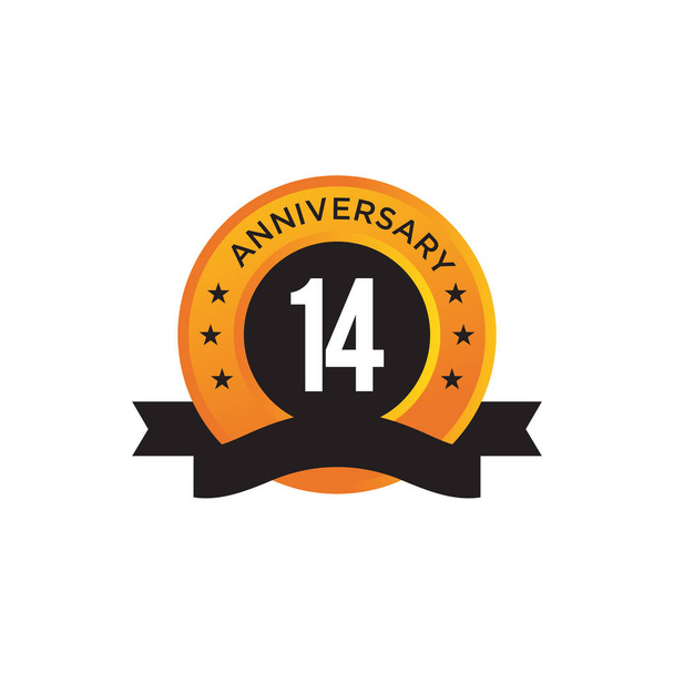 14e verjaardag embleem logo ontwerp sjabloon - Vector, afbeelding