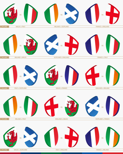 15 Rugby jogos conjunto de todas as rodadas, ícone do torneio de rugby
.  - Vetor, Imagem