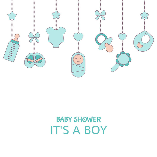 Baby shower invitation card - Vector, imagen