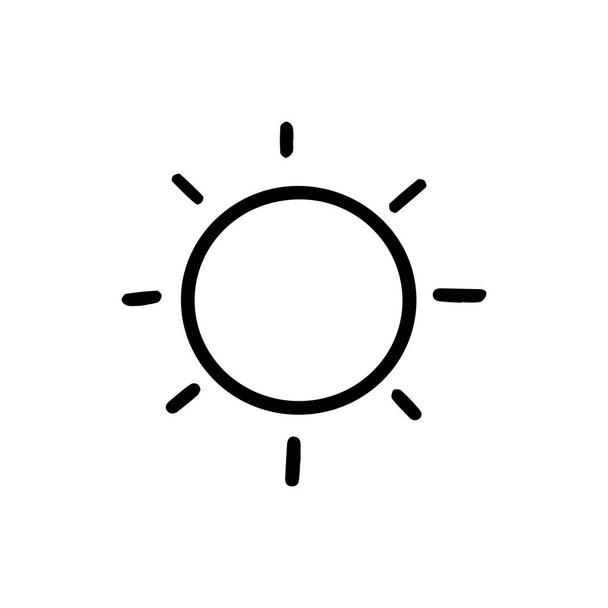 Иконка солнца выделена на белом фоне. Контурная векторная иллюстрация Дудла
. - Вектор,изображение