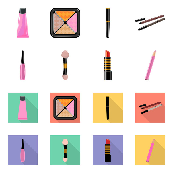 Vector illustration of makeup and product logo. Set of makeup and cosmetology stock symbol for web. - Vector, imagen